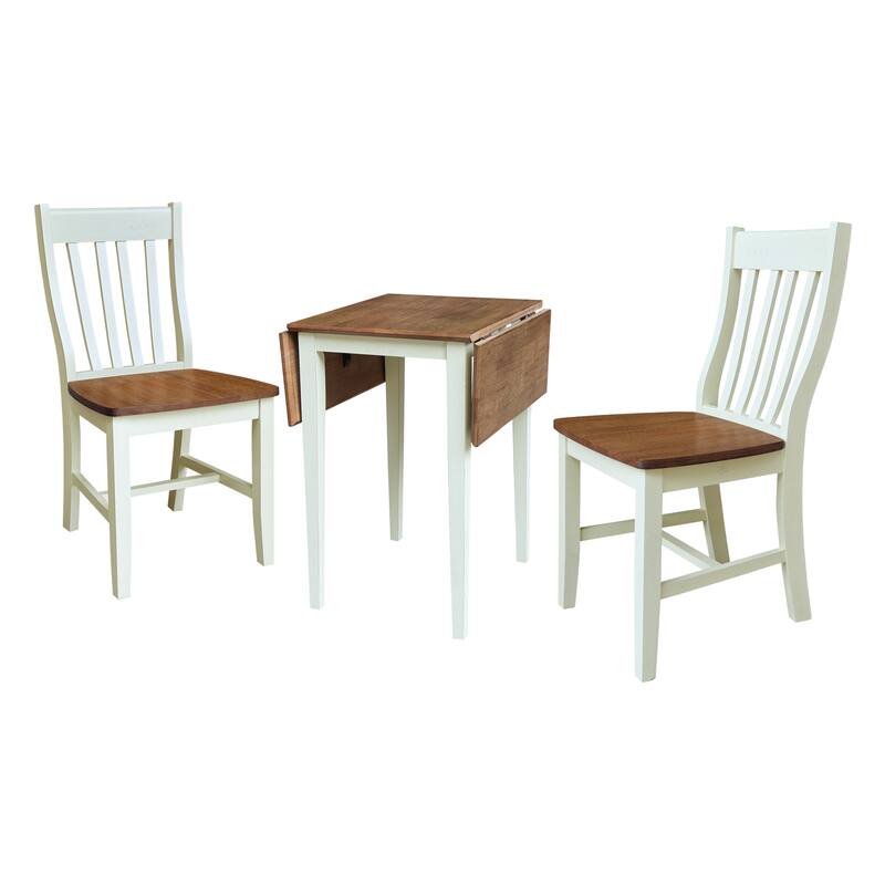 Solid Wood Dual Drop Leaf Table with Two Chairs - 3 Piece Set