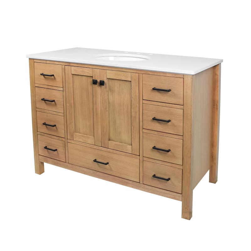 KitchenBathCollection Horizon 48" Bathroom Vanity with Engineered White Top