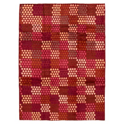 ECARPETGALLERY Hand-knotted Akhjah Red Wool Rug - 6'8 x 9'0