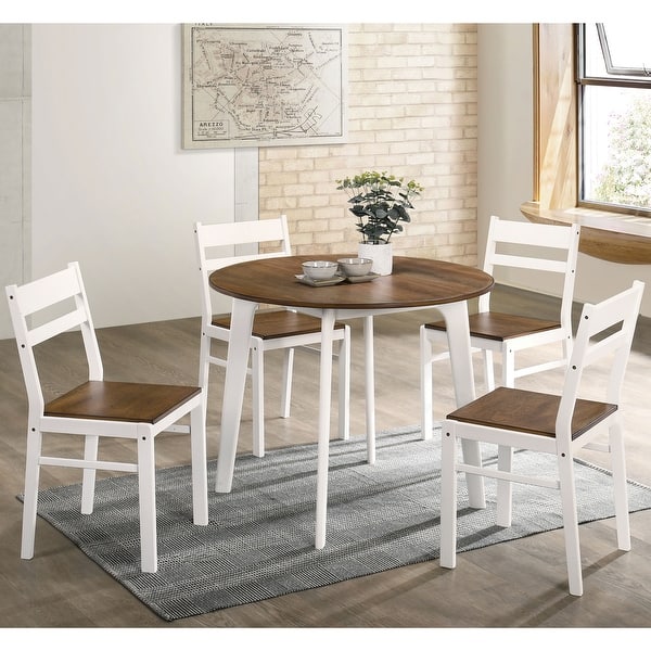slide 1 of 5, Furniture of America Hano Farmhouse Walnut 5-piece Dining Table Set
