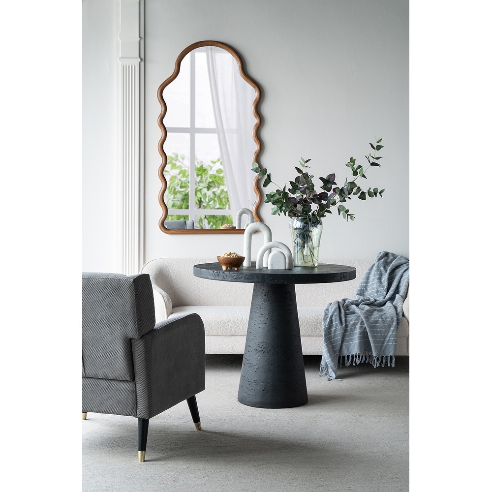 Round Cement Coffee Table with Pedestal Base