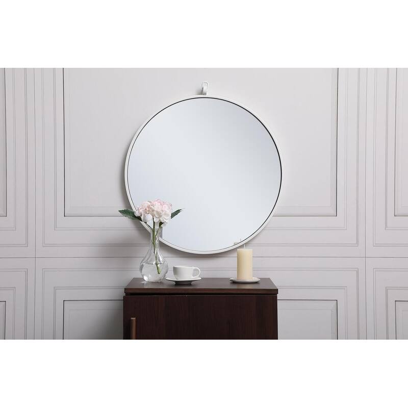Carson Carrington Labbemala Metal Framed Round Wall Mirror - 21" Diameter - White