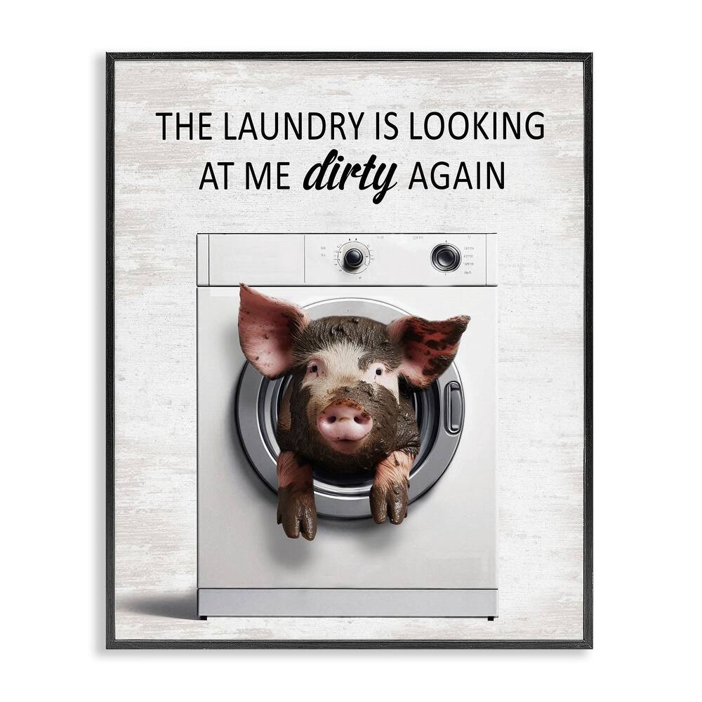 Stupell Laundry Looking At Me Dirty Framed Giclee Art Design By Lettered and Lined