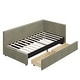 preview thumbnail 7 of 5, Twin Size Upholstered Daybed with Vertical Striped Design, L Shape Corner Bed with 2 Storage Drawers