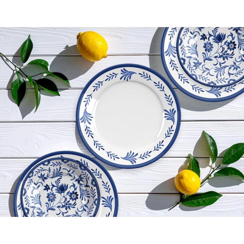 Abode Homewares Medallion Flower NewWave Melamine Dinner Plate - Blue - 10.5" - Set of 6
