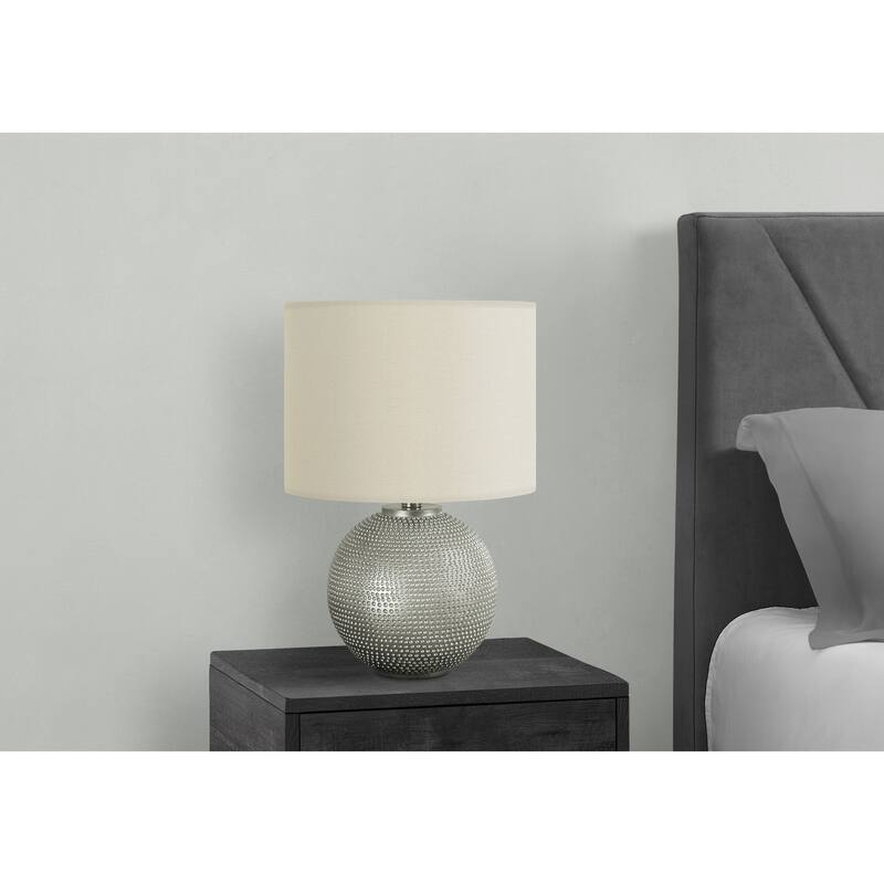 Lighting, 19"h, Table Lamp, Grey Resin, Ivory / Cream Shade, Modern