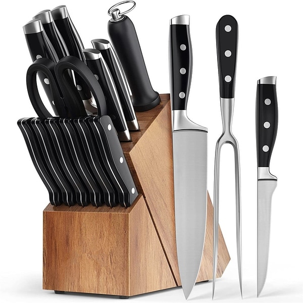 Knife Sets for Kitchen with Block 17 Pcs with Boning Knife and