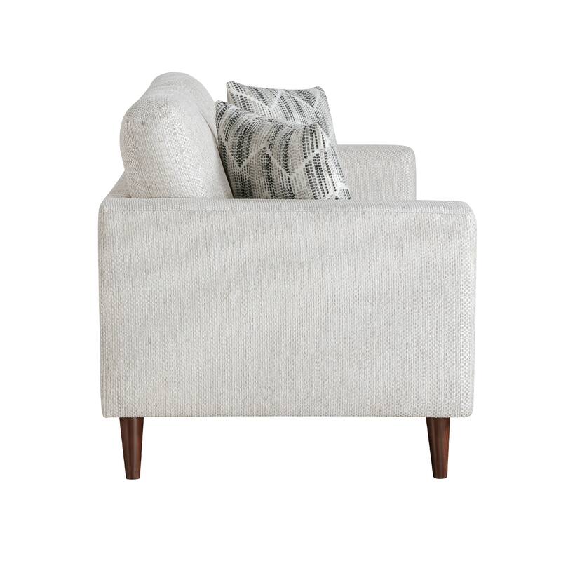 Ricca Loveseat with 2 Pillows, Cloud White Chenille, Wood, 64 Inch