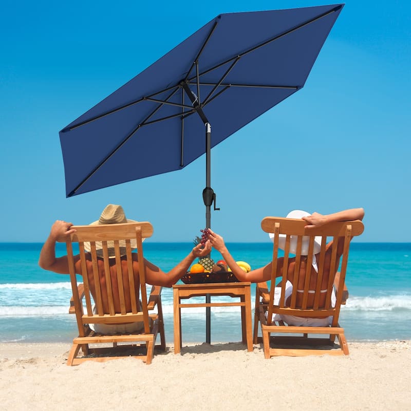 Gymax 7.5 ft Patio Umbrella Outdoor Heavy Duty Market Umbrella w/ Push