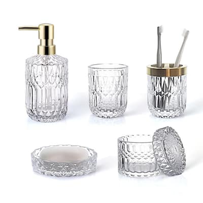 5Pcs Crystal Bathroom Accessories