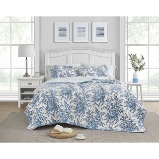 Laura Ashley 3-piece Bedford Blue Reversible Quilt