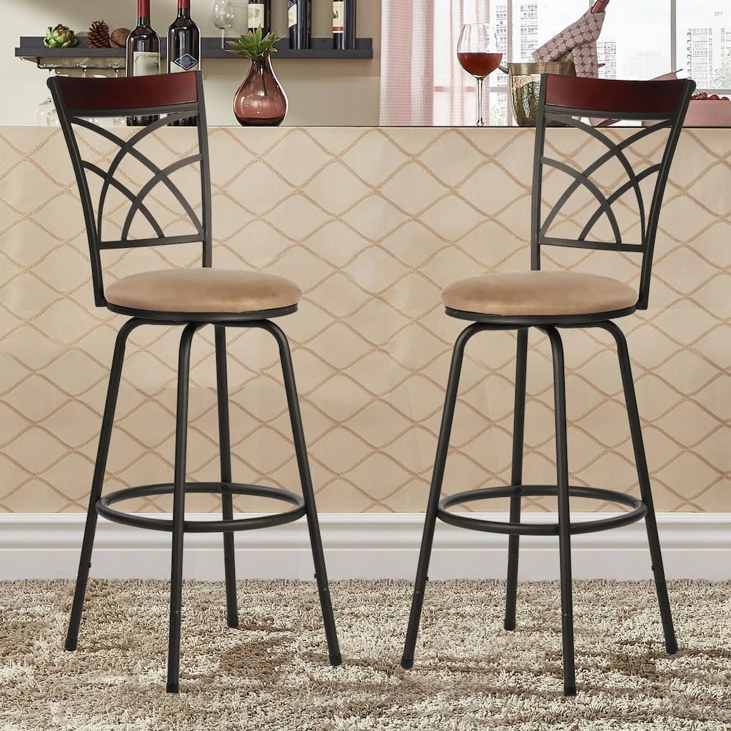 VECELO Counter Height Barstools Adjustable Bar Stools from 39.6-45.5Inch Upholstered Seat Swivel Barstool Set of 2/4/6
