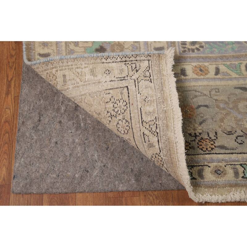 Geometric Tabriz Persian Vintage Area Rug Hand-Knotted Wool Carpet - 9'5" x 12'3"