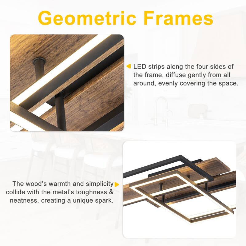 Dual Frame Rectangular Integrated LED Flush Mount Ceiling Light - Dia.40.55-in