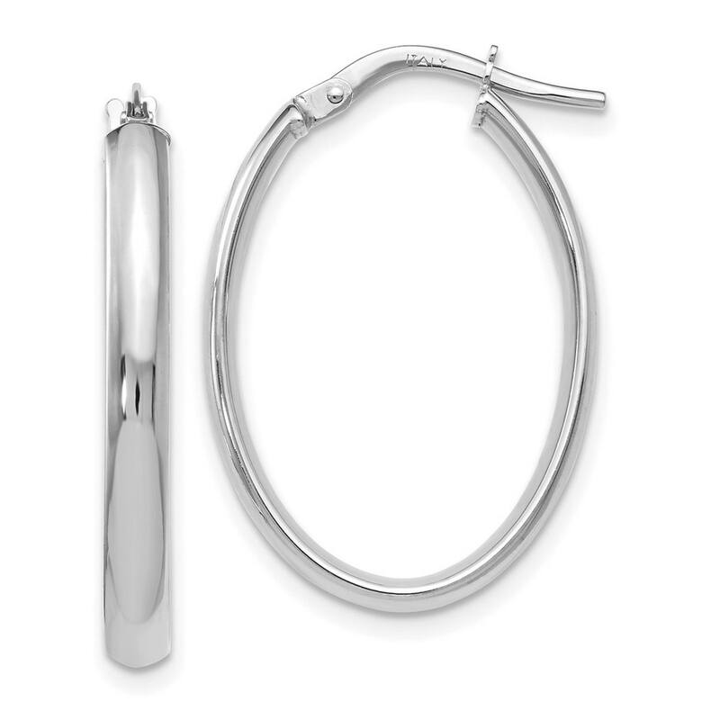Curata 10k Yellow, Rose or White Gold Polished Italian 26.5x1.5mm Oval Hoop Earrings