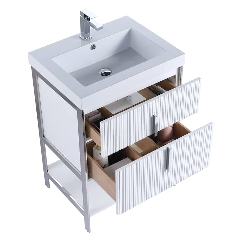Fine Fixtures Serenity Modern Bathroom Vanity with White Gel Acrylic Top