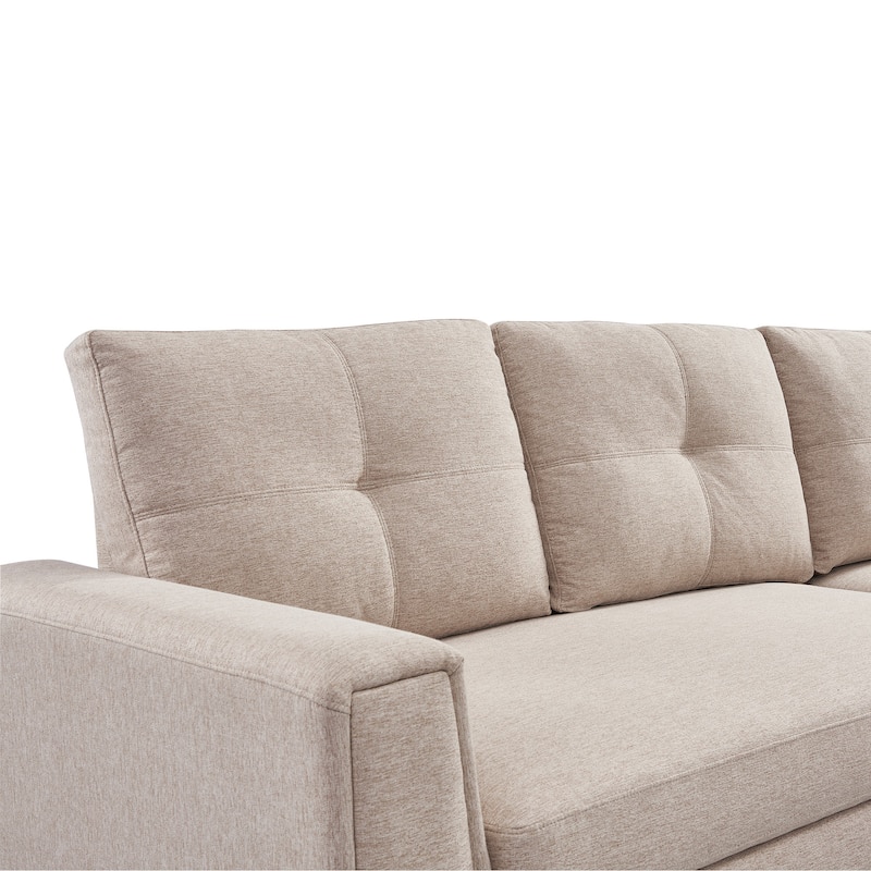Tufted Sectional Chaise Sofa Sleeper with Storage