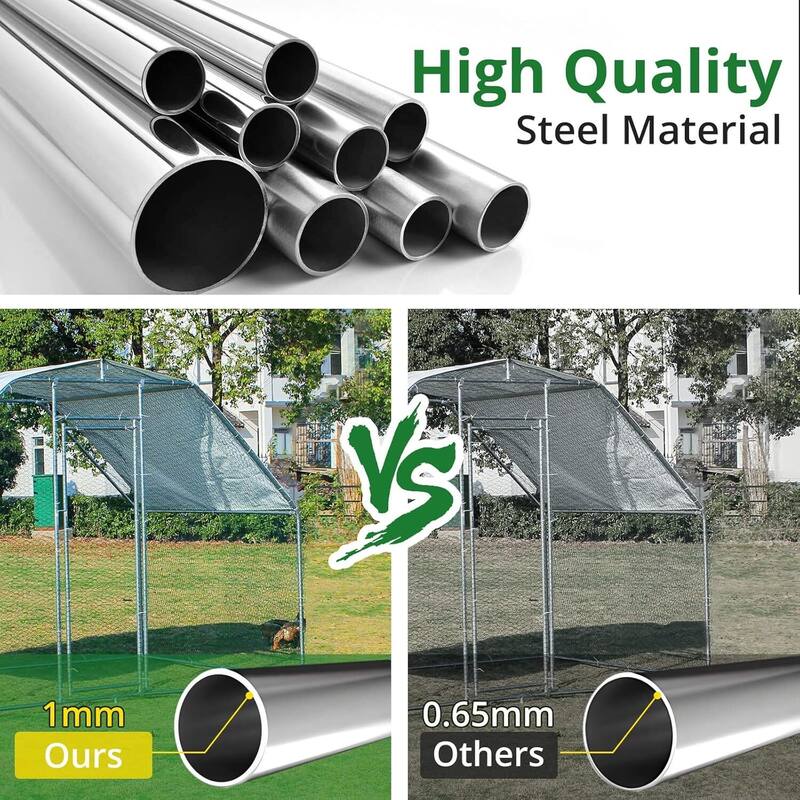 Large Metal Chicken Coop, with Waterproof Roof Cover
