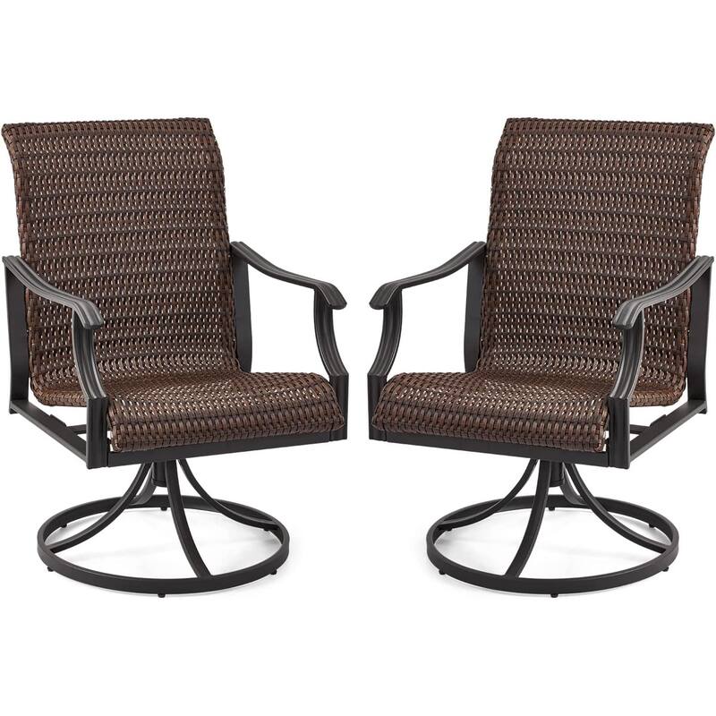 Outdoor Swivel Rocker Chairs Set of 2, Heavy-Duty 360° Swivel Patio Chairs with Cushions, All-Weather Steel Frame for Garden