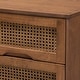 preview thumbnail 3 of 13, Rina Mid-Century Modern Ash Walnut Finished Wood 3-Piece/ 4-Piece Bedroom Set with Synthetic Rattan(Multiple Bed Sizes)