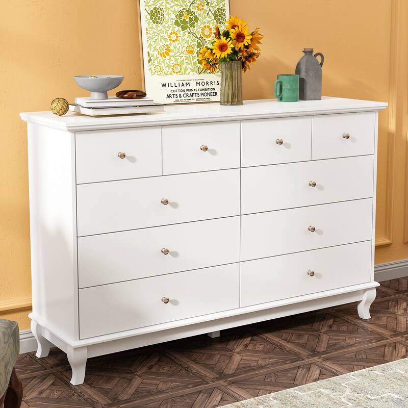 Lacquer Dresser 55.1"Wide Storage Chest Storage Dresser Bedroom
