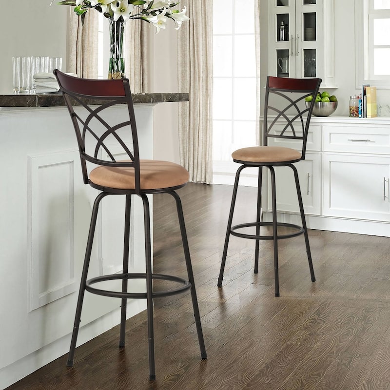 VECELO Counter Height Barstools Adjustable Bar Stools from 39.6-45.5Inch Upholstered Seat Swivel Barstool Set of 2/4/6