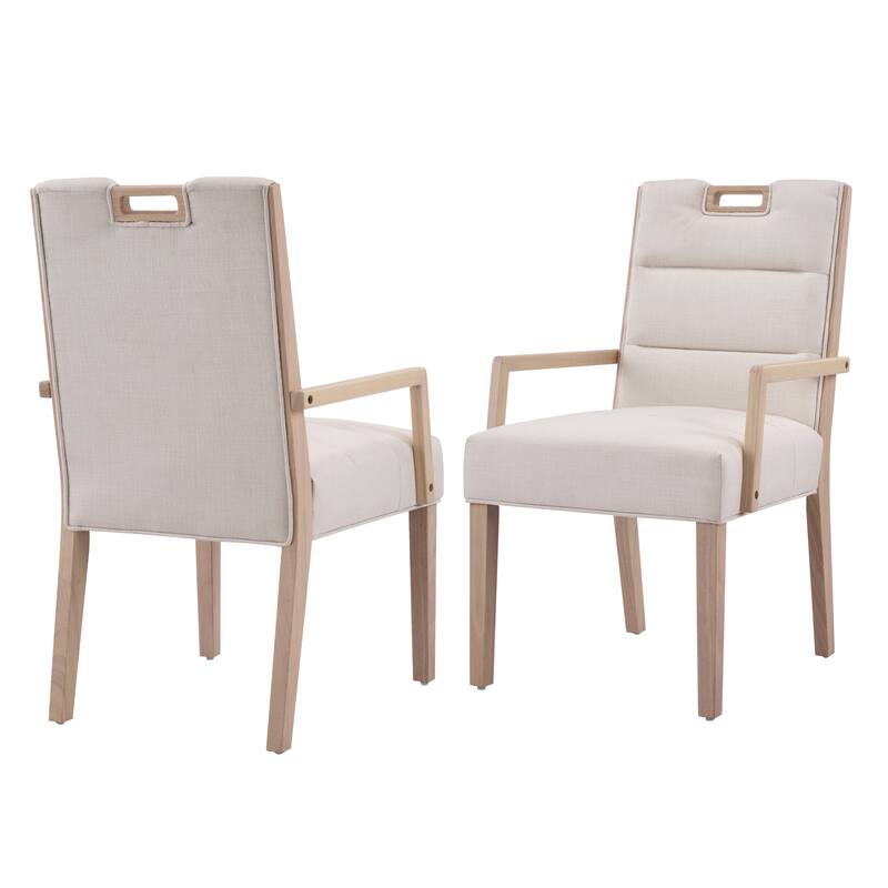 Christopher Knight Home - Modern Upholstered Rubber Wood Dining Chairs with Armrests