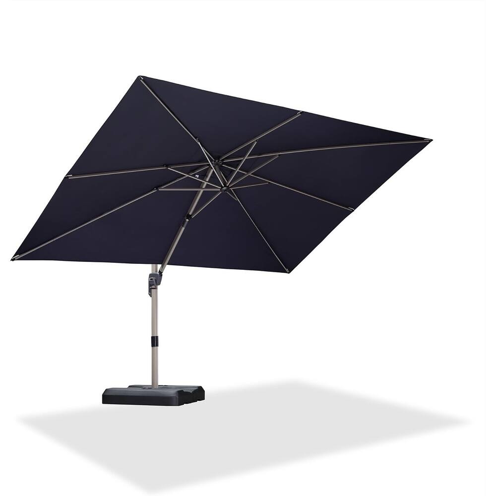 PURPLE LEAF Elegant Champagne-Gold Patio Cantilever Umbrella Adjustable Offset Umbrella