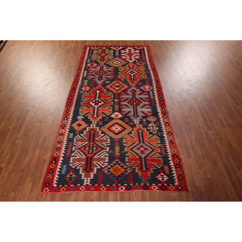 Vegetable Dye Shirvan Antique Area Rug Hand-Woven Wool Carpet - 5'6" x 11'5"