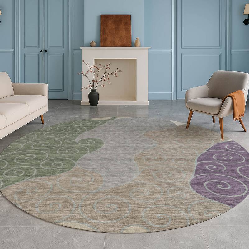 Machine Washable Indoor/ Outdoor Swirly Chantille Rug