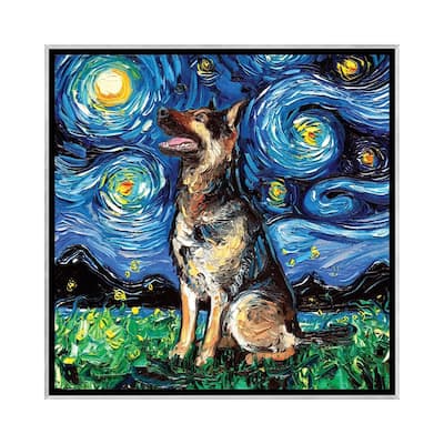 iCanvas "German Shepherd Night II" by Aja Trier Framed