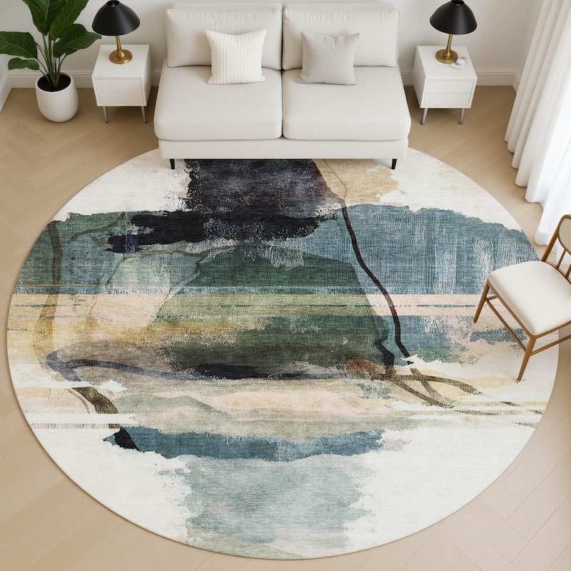 Premium Washable Super Soft Contemporary Chic Mayfield Rug - Green - 8' x 8'