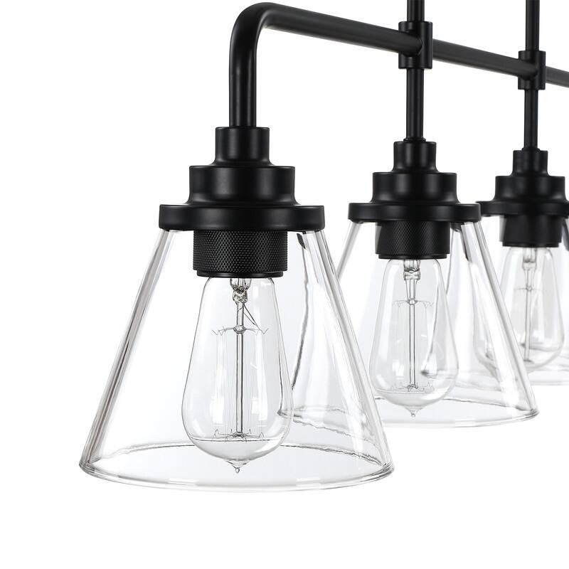 4-Light Black Kitchen Island Light Liner Chandelier - 38.6 in. W