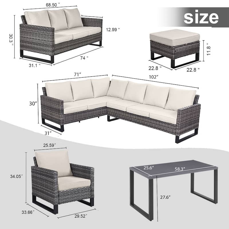 Gymojoy Outdoor Patio Sectional Furniture Sets