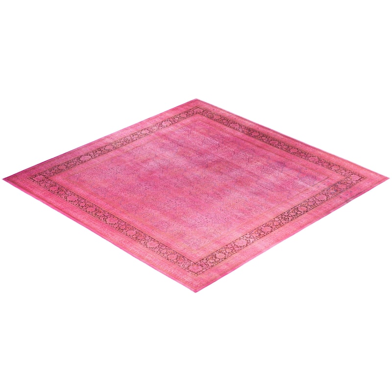 Overdyed One-of-a-Kind Hand-Knotted Square Area Rug - Pink - 12' 4" x 12' 6"