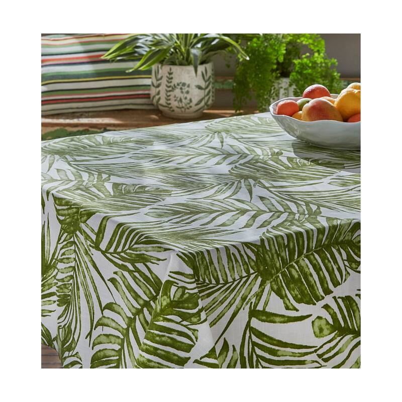 Palm Garden Cotton Table Runner 72" x 18" - Green Multi Summer Design, Machine Washable for Dining Table Decor