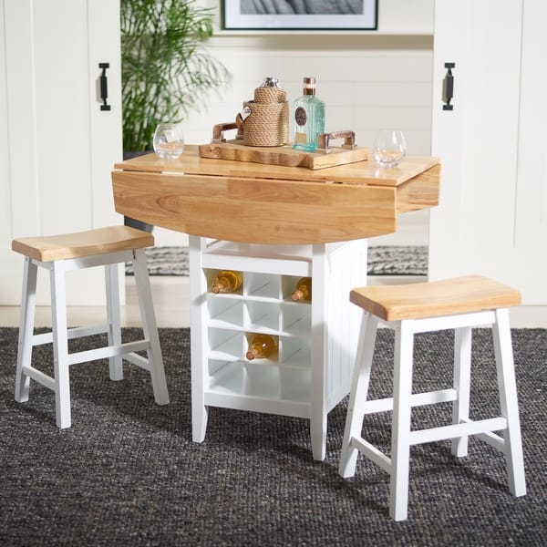 slide 2 of 40, SAFAVIEH Emeric 3-Piece Set Drop Leaf Pub Table - 36" W x 36" L x 36" H Natural/White