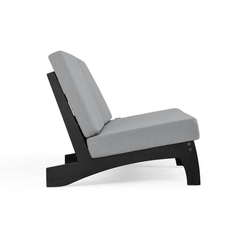 2-Piece Casual Teak Outdoor Patio Sofa Set with Side Table