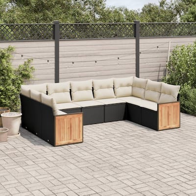 vidaXL Patio Sofa Set with Cushions Outdoor Conversation Furniture Poly Rattan