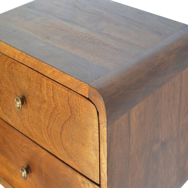 Contemporary Design Floating Curved Wooden Nightstand,Durable And Sturdy