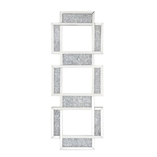 Q-Max Mirrored and Faux Diamonds Three-Panel Wall Mirror Wall Decor