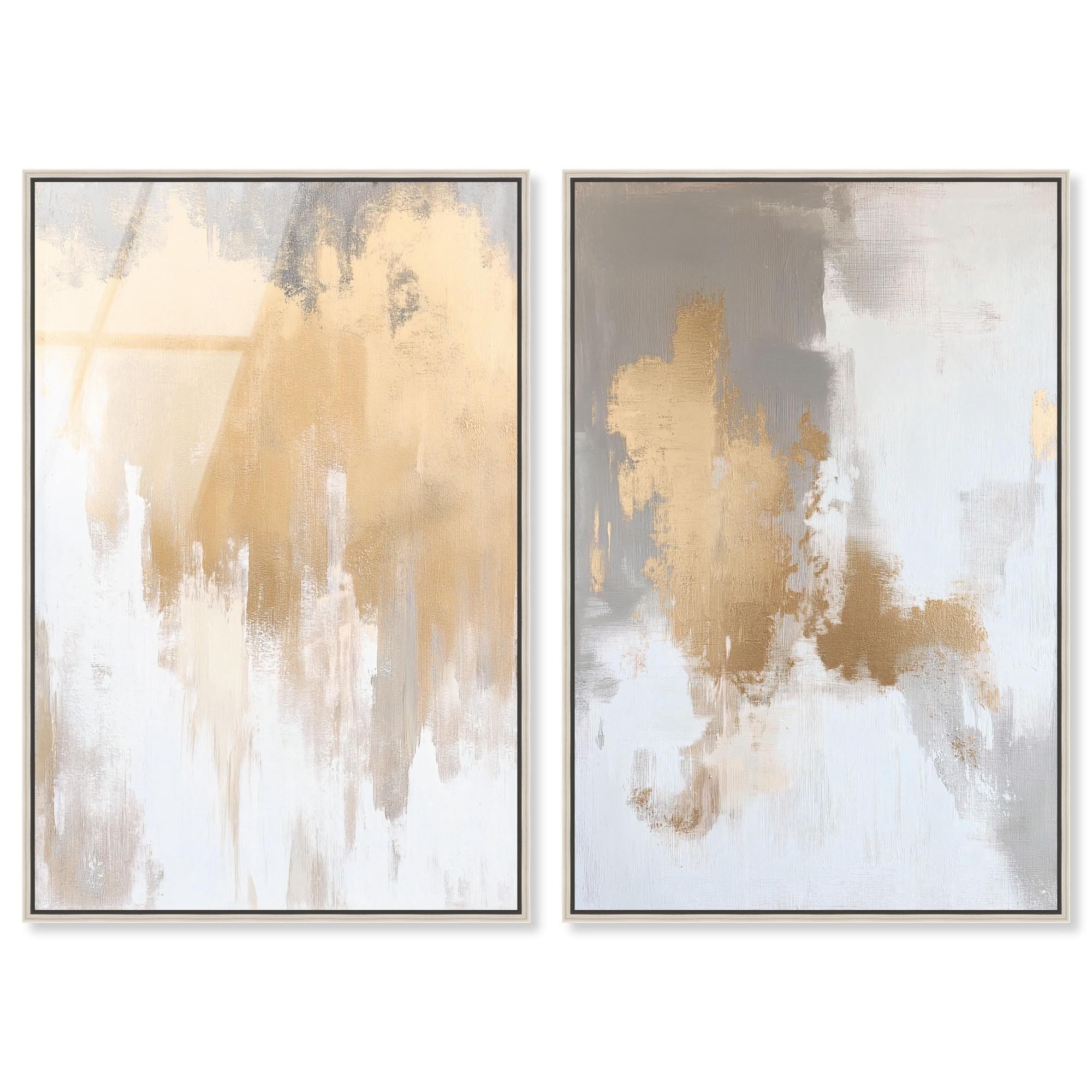 Golden Tranquility Abstract Set Framed Acrylic Wall Art by Art Remedy