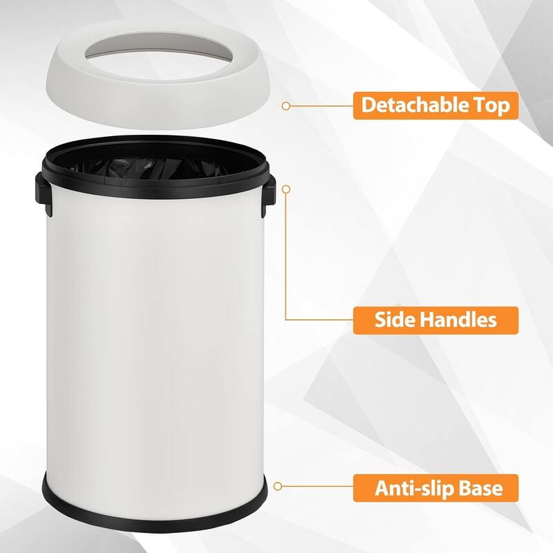 17-Gallon Commercial-Grade Swing Lid Trash Can White Stainless Steel Swing Lid White