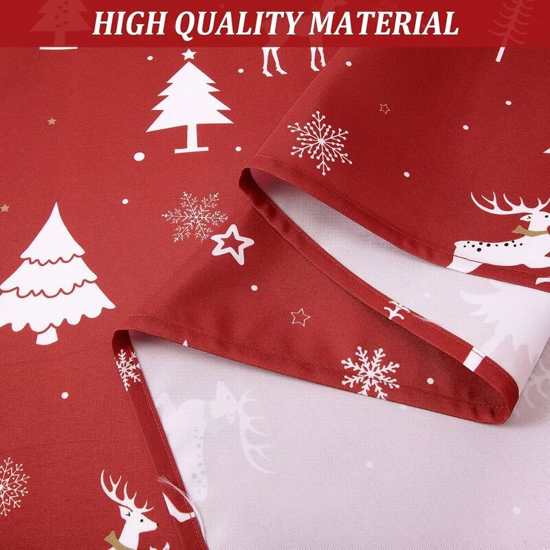 Christmas Round Tablecloth Waterproof Holiday Xmas Decor, Red