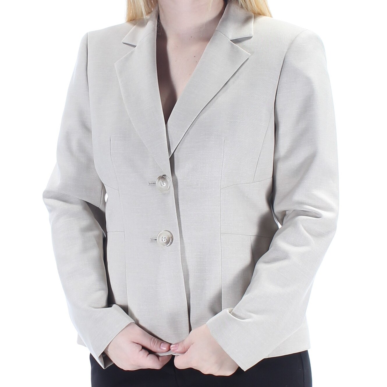 Shop Le Suit Womens Beige Collared Blazer Wear To Work Jacket Size