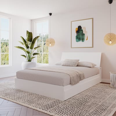 Nexera Paris Storage Bed with Headboard, White