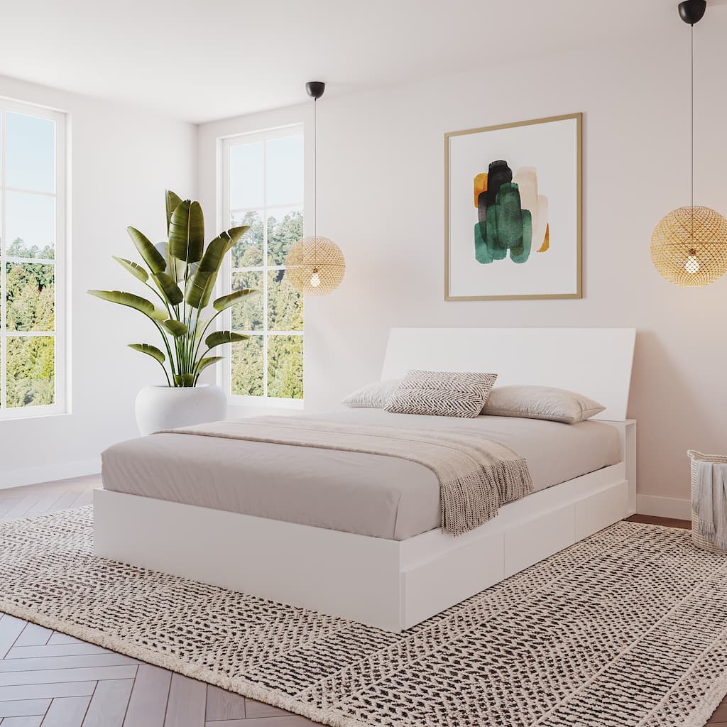 Nexera Paris Storage Bed with Headboard, White