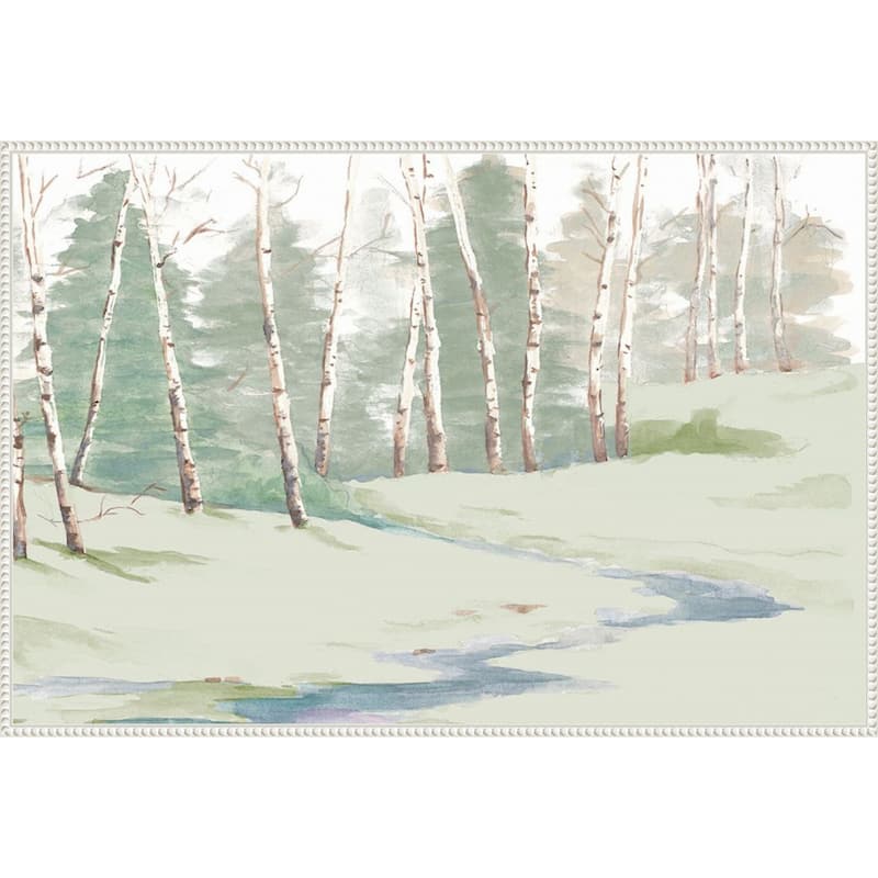 Winter Wood Landscape by Patricia Pinto Framed Canvas Wall Art Print - Sylvie Beaded White