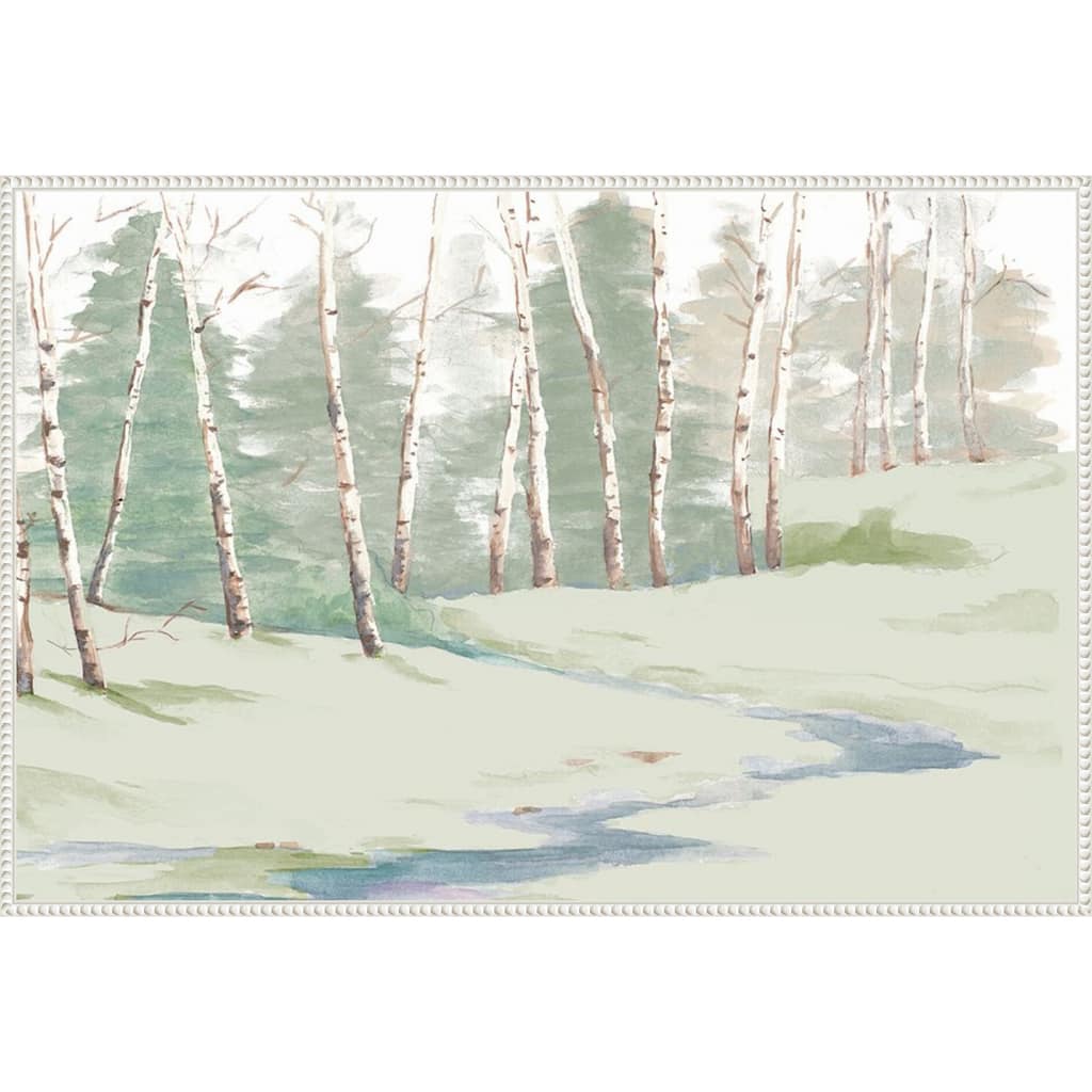 Winter Wood Landscape by Patricia Pinto Framed Canvas Wall Art Print - Sylvie Beaded White