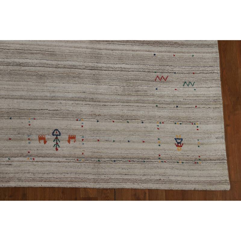 Hand Knotted Oriental 100% Wool Carpet Tribal Tribal Greys & Charcoal Gabbeh Area Rug - 10' 1'' X 8' 1''